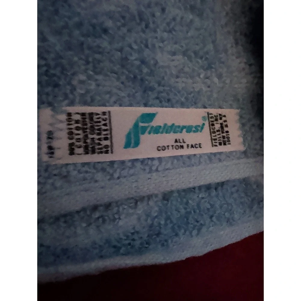 24 VINTAGE FIELDCREST RETRO  BLUE Sculptured BATH TOWEL SETs  Fringe.NWOT. Match